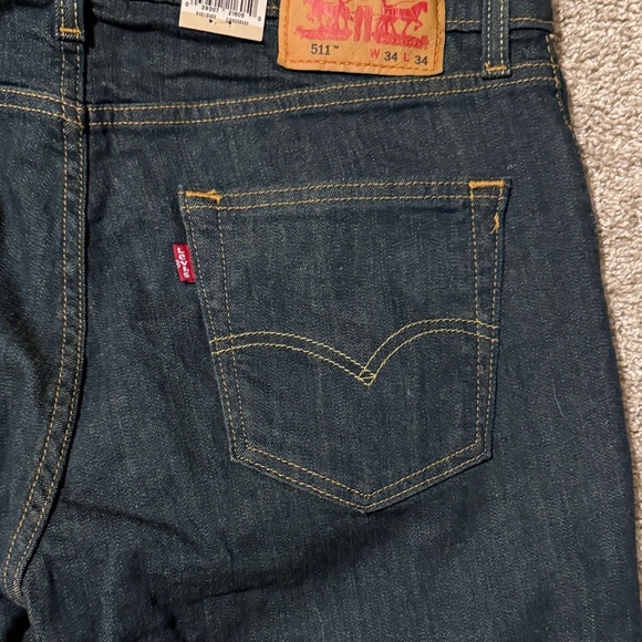 New 511 Slim Levi's Men's Dark Indigo Straight Jeans 34 x 34 - Picture 8 of 9